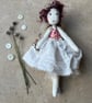 Fairy handmade ornament - Wren - reclaimed fabrics, tree topper