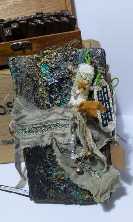 Altered Art Journal  Mixed Media Handmadeboookrnal Vintage Fa