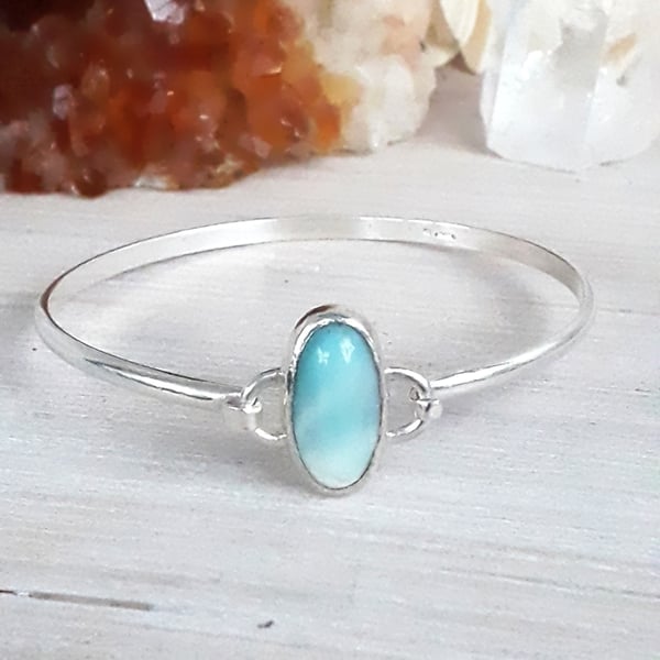 Amazonite Bangle Sterling Silver Hallmarked Handmade