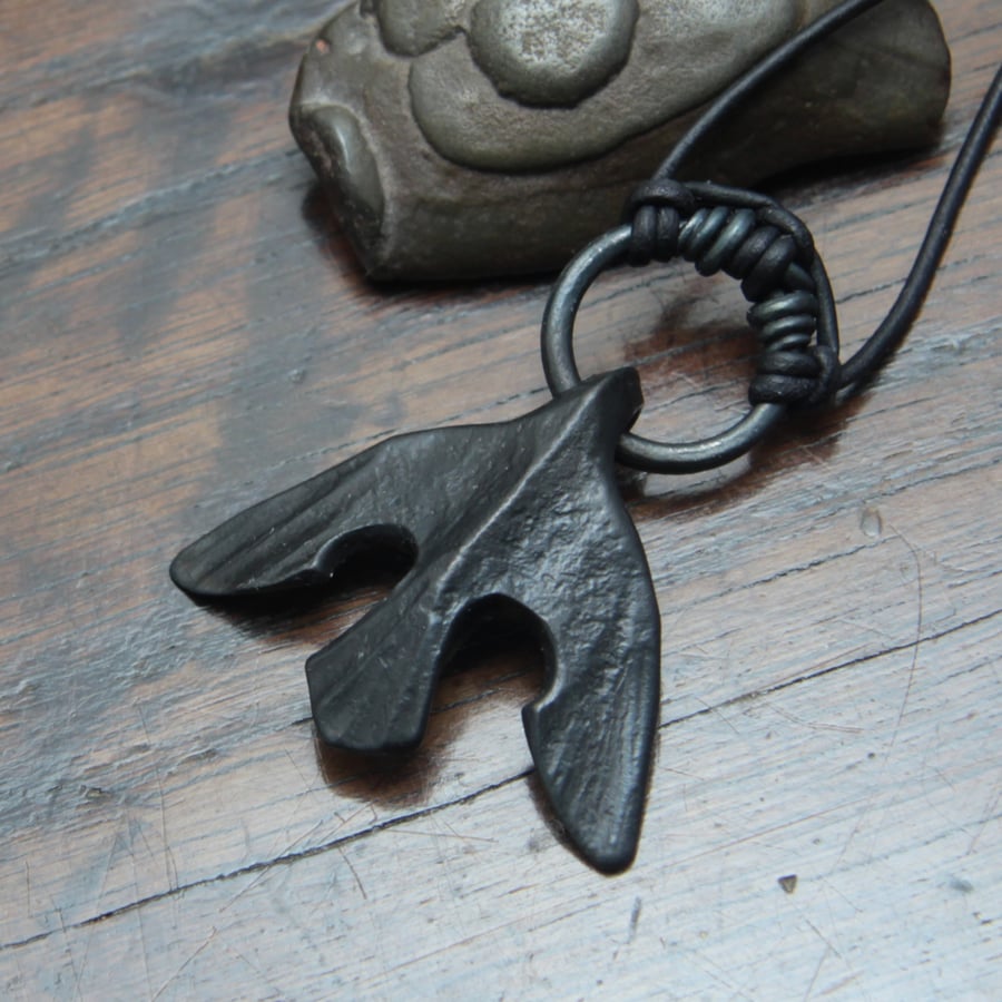 Forged Iron Raven Pendant