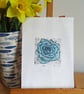 Blue Rose Art Original Print Collagraph Printmaking Floral - Image 1