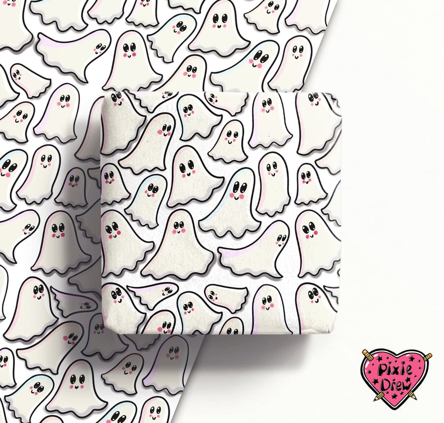 Little ghost wrapping paper perfect for Halloween