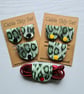 Set of 3 Green Leopard Faux Leather Cable Organisers Snap Fastener Cord Tidies