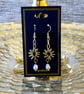 Gold Sparkle Flower Earrings. - Image 4
