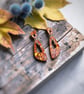 Burnt Orange Autumnal Asymmetrical Oval Drop Earrings - Image 3