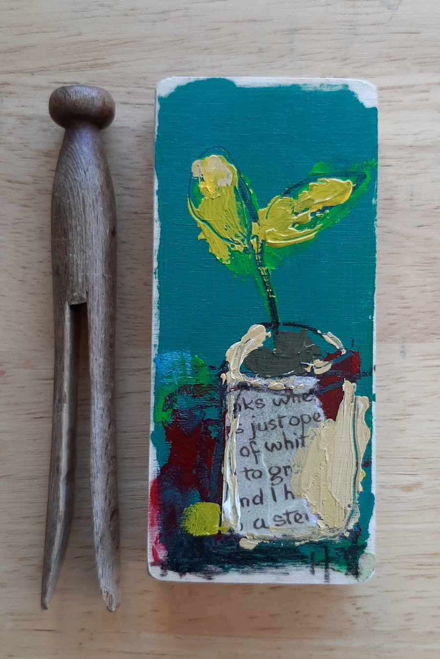 Seedlings collage mixed media painting 