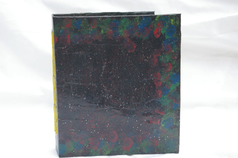 Notebook or Journal handmade in Black with poppies and cornflowers