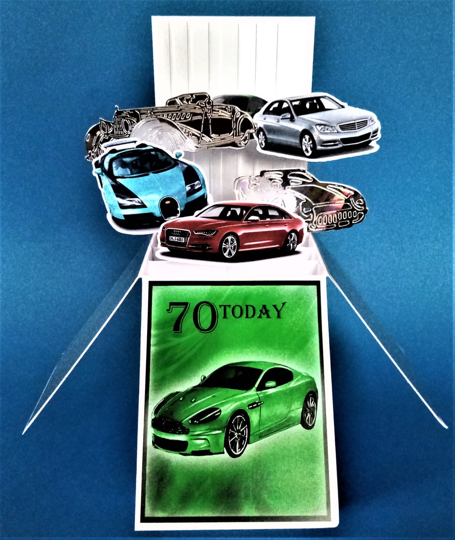 Men's 70th Birthday Card with Cars
