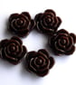 5 x 20 mm Coffee Plastic Rose Beads - Image 1