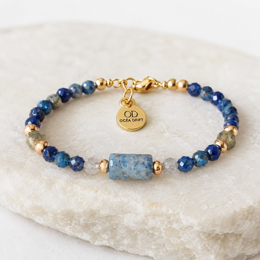 Labradorite & Lapis Lazuli Bracelet  – Minimalist Gemstone 