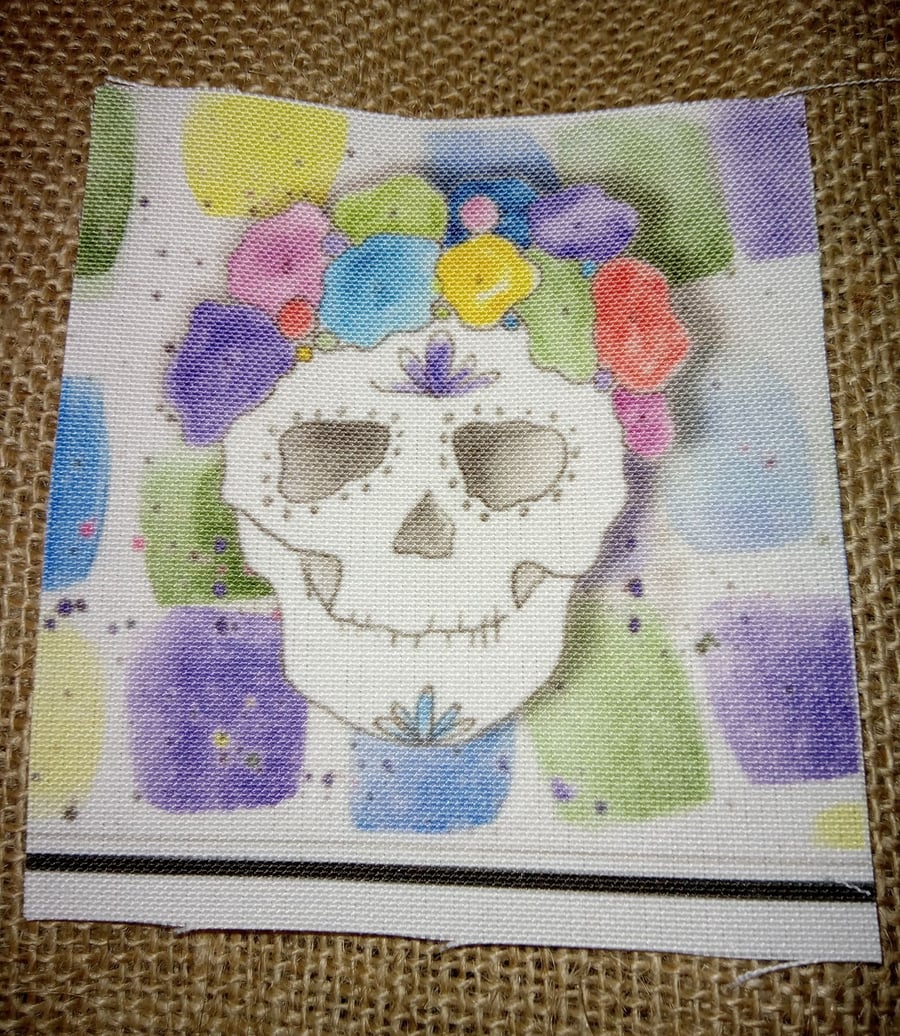 Skull fabric panel Day of the Dead