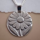 Sterling Silver Daisy Necklace April Birthflower Engraved Gift