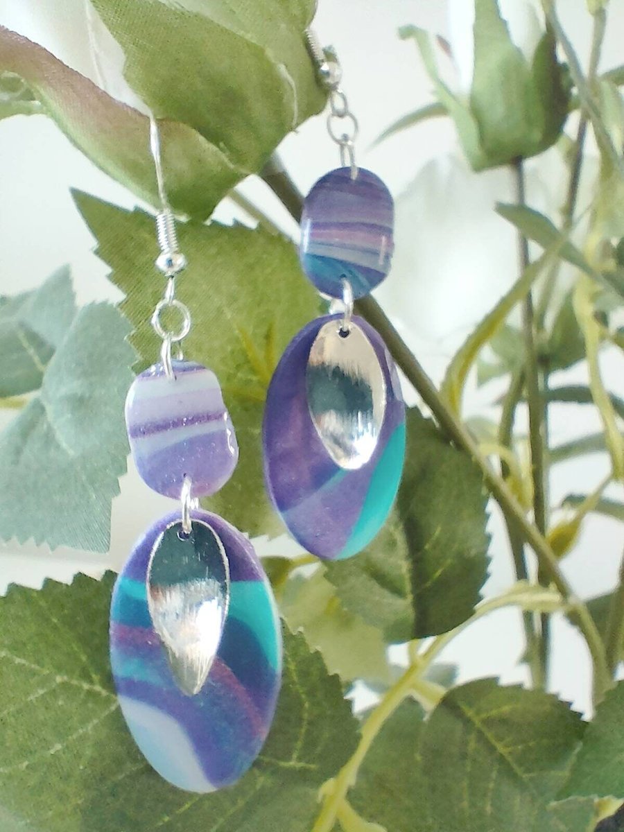 Long Polymer Clay Drop Earrings