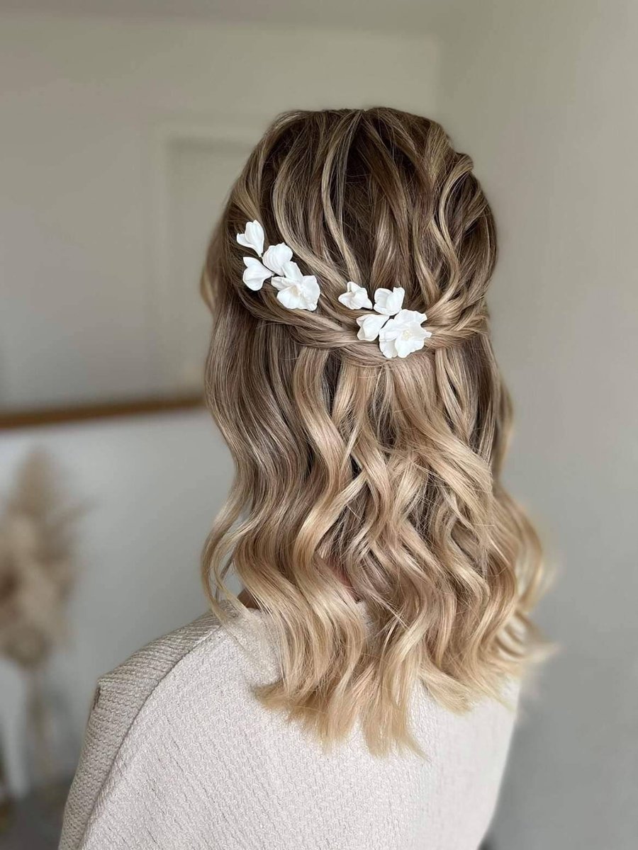 Bridal floral hair pins, bridal hair accessorie... - Folksy