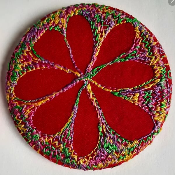 Perfectly Imperfect Badge 58mm Multicoloured Flower Badge 