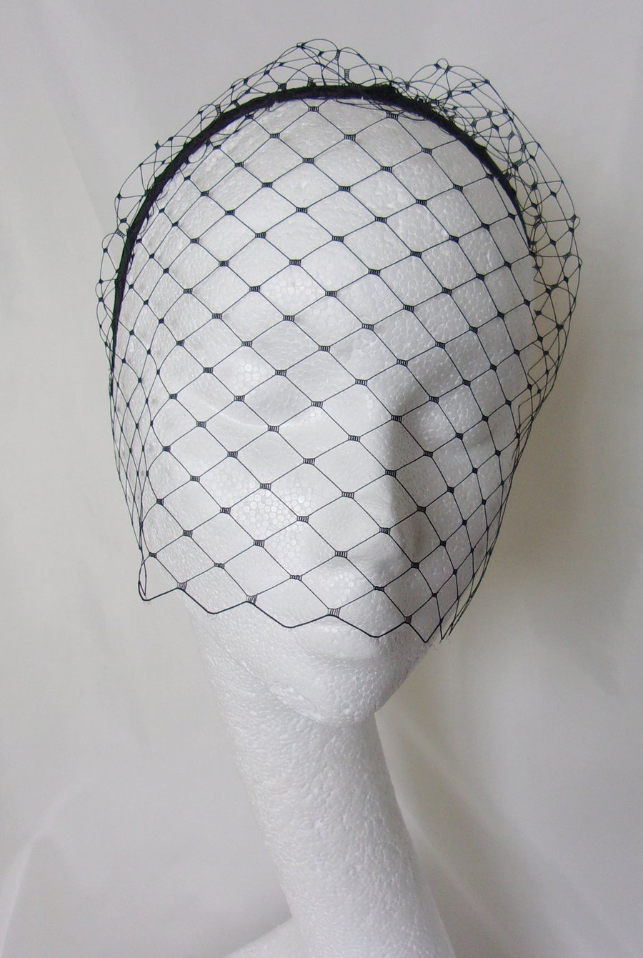 Black Birdcage Veil Short Merry Widow Bridal Brides Veils on a Satin Headband