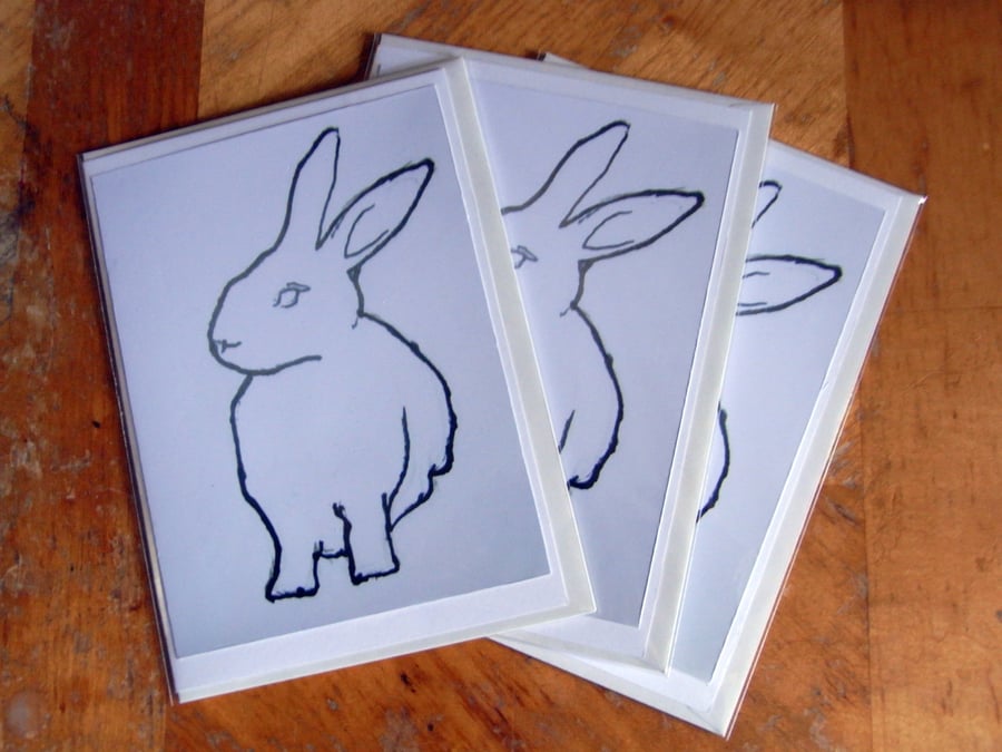 Double Bunny Pack of three blank cards featuring Whisky free postage!