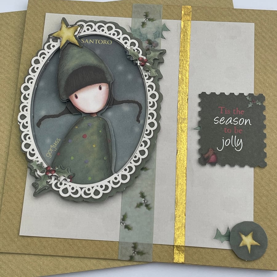 Tis the season to be jolly Gorjuss girl christmas card