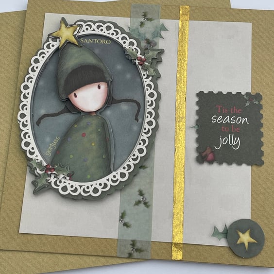 Tis the season to be jolly Gorjuss girl christmas card
