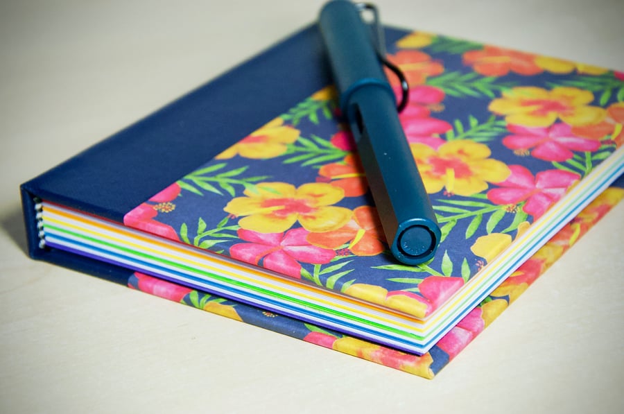 A6 Quarter-bound Hardback Notebook with decorative cover
