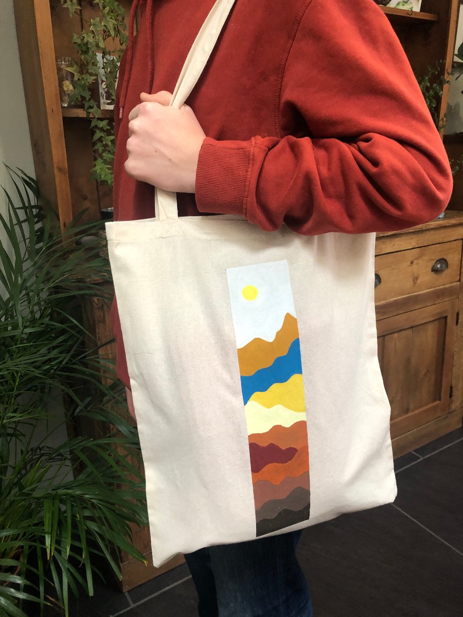 Hand-painted Landscape Scene Tote Bags