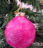 Upcycled Tissue Paper Christmas Bauble - Pink - Image 2