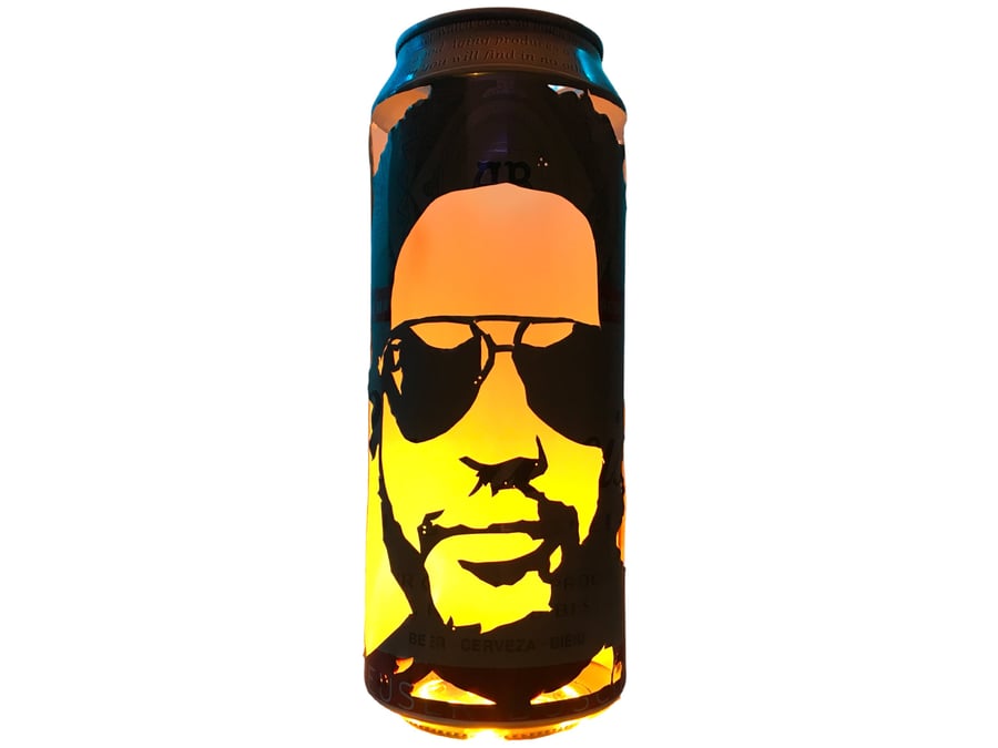 Lenny Kravitz Beer Can Lantern! Pop Art Portrait Candle Lamp, Unique Gift!