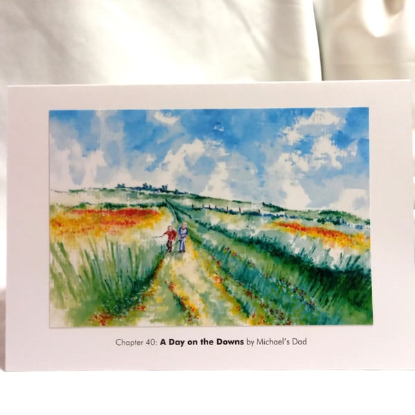 original hand painted print of the Sussex Southdowns printed as a Greeting Card