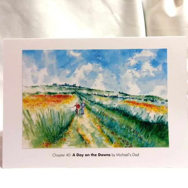 original hand painted print of the Sussex Southdowns printed as a Greeting Card