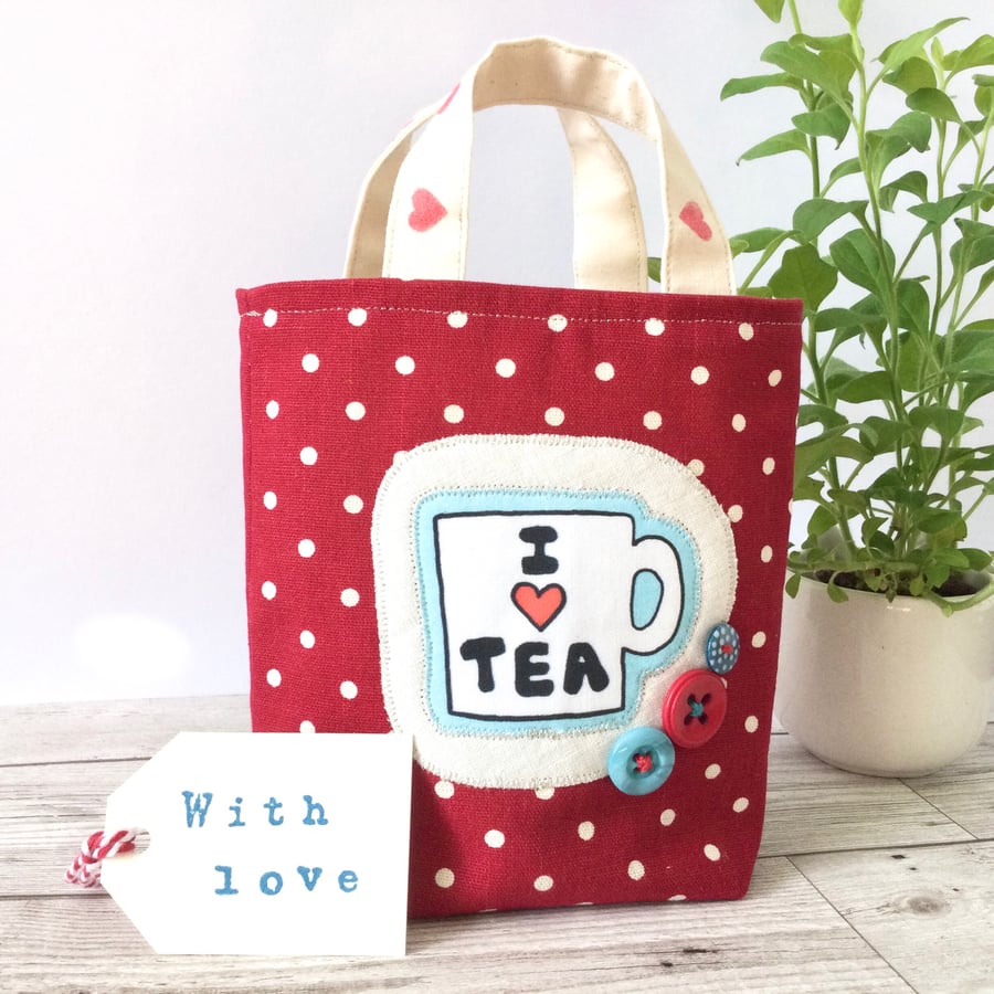 Tea Lover Gift Bag. Reusable Gift Wrap. Tea Gift. House Warming Gift.