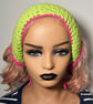 Crochet Bandana Handmade Neon Green Pink Festival Headscarf Boho Hair Wrap Y2K - Image 3