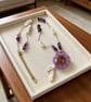 Azure Fairy Bloom Necklace – Real Erigeron Flower, Amethyst & Biwa Pearls - Image 2