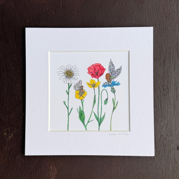 'Wildflower Fairies' 8" x 8" Mounted Print