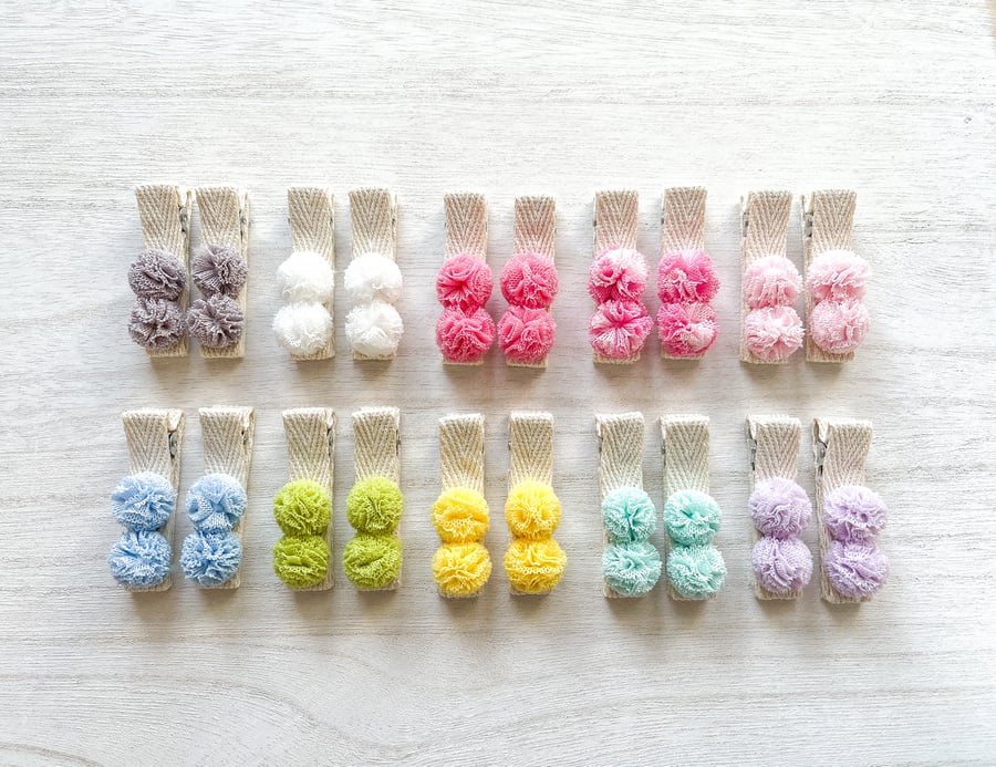 Crochet Mini Flower Hair Clips, Crochet Hair Clips, Hair Clip Sets