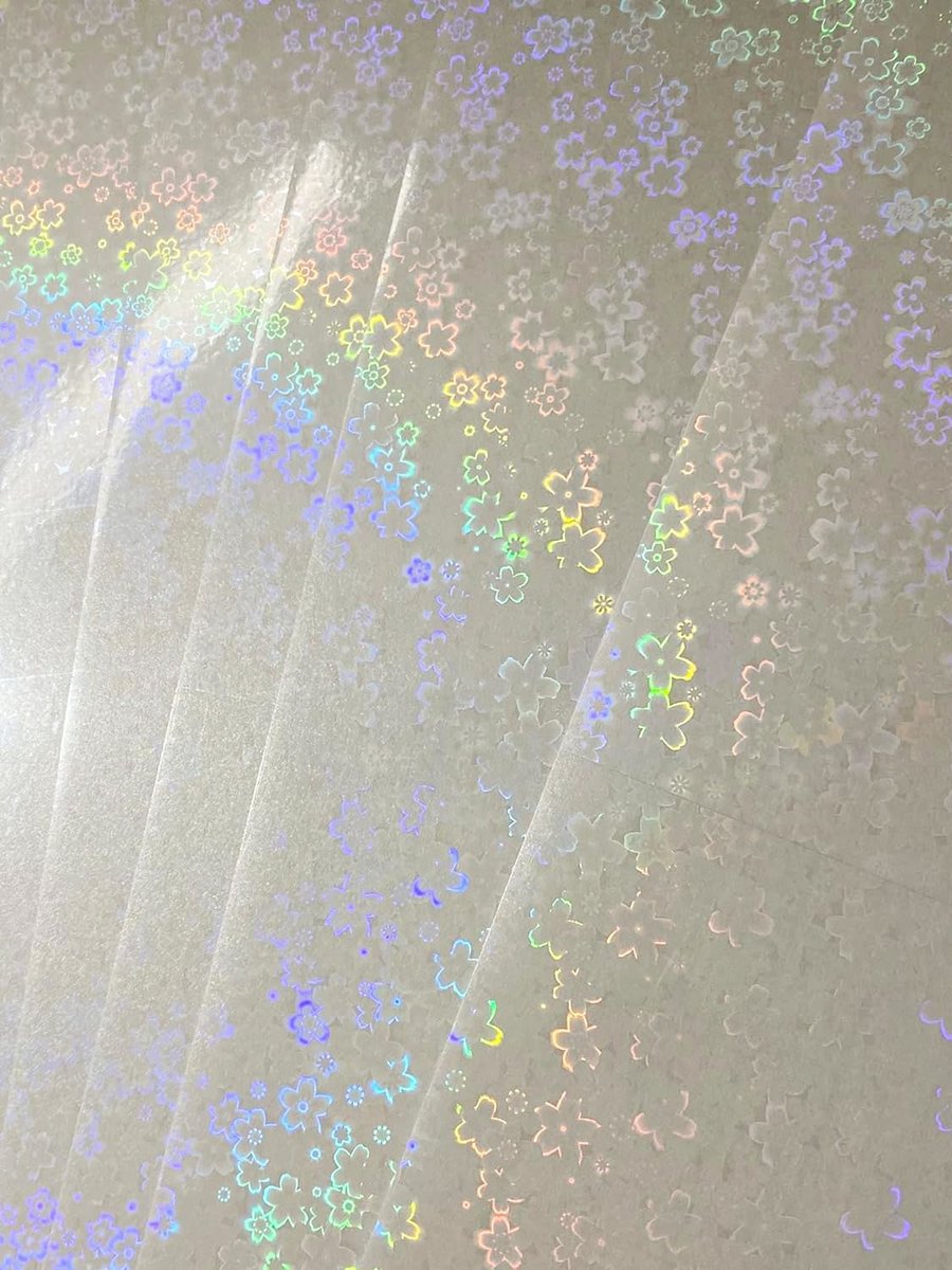 10 Sheets Self Adhesive Floral Pattern Transparent Holographic Vinyl Overlay She