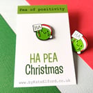 Happy Christmas Pea Enamel Pin
