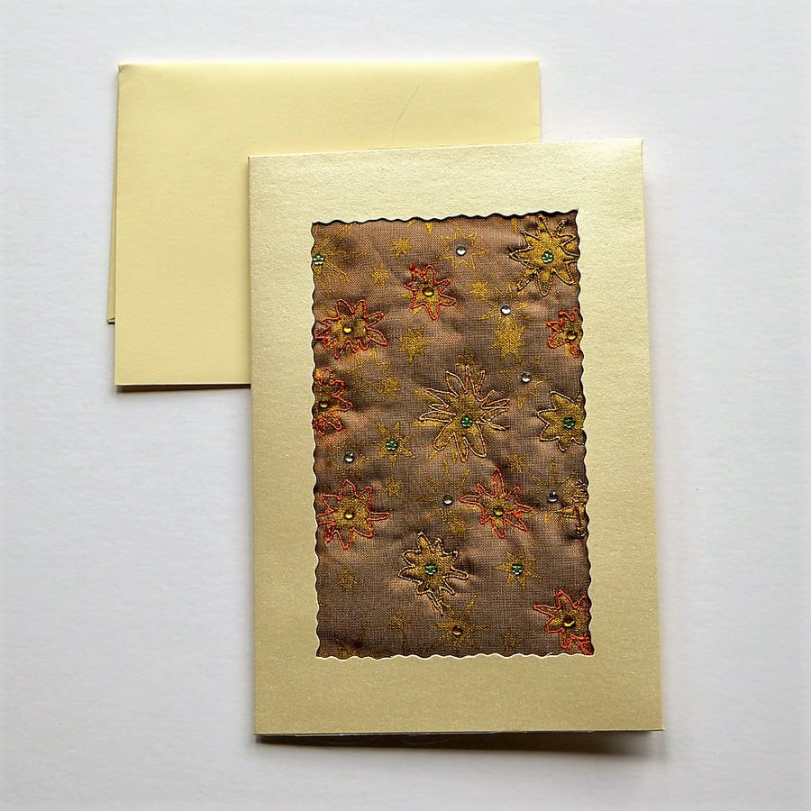 Individually Hand Crafted Textile Christmas Blank Card