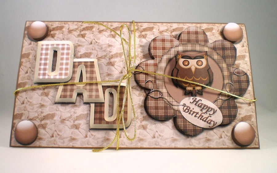 Handmade 3D money wallet for dad ,owl, birthday, fathers day