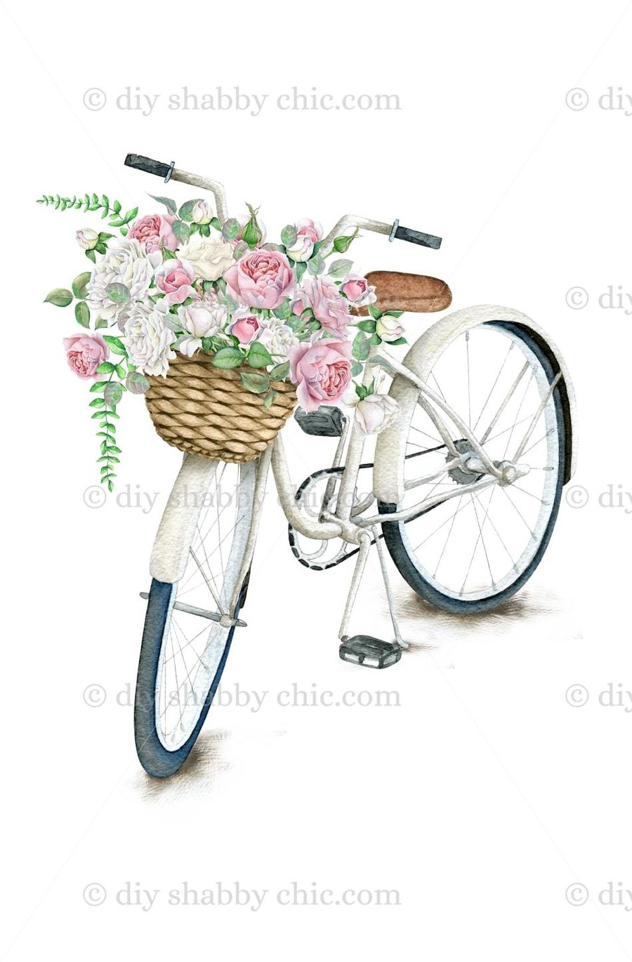 Waterslide Wood Furniture Decal Vintage Image Transfer Shabby Chic Bike Flowers