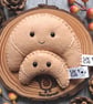 Felt Croissant Pocket Hug, Handsewn Decoration, Pick Me Up Gift