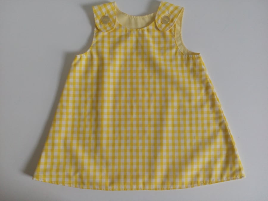 12-18 months, Yellow gingham, A line dress, Summer dress, pinafore, dress 