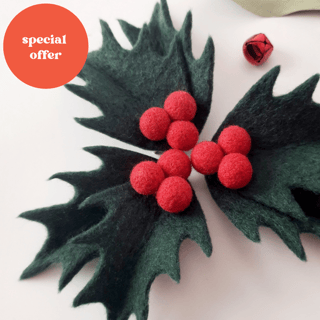  Needle Felted Holly Brooch