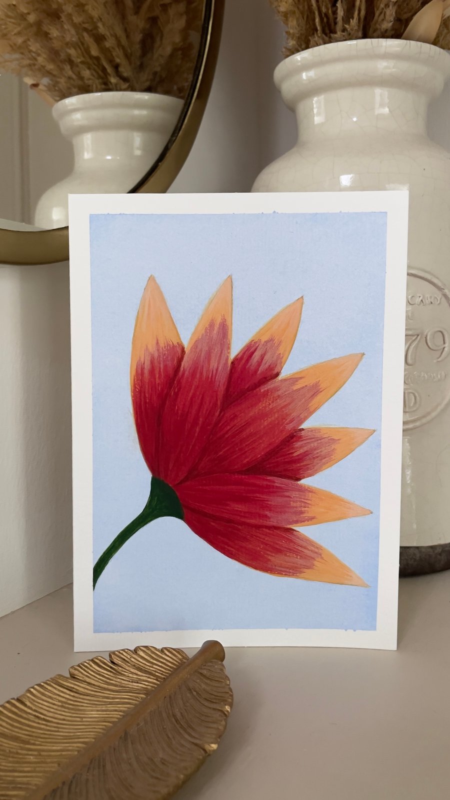 Hand painted blank greeting card