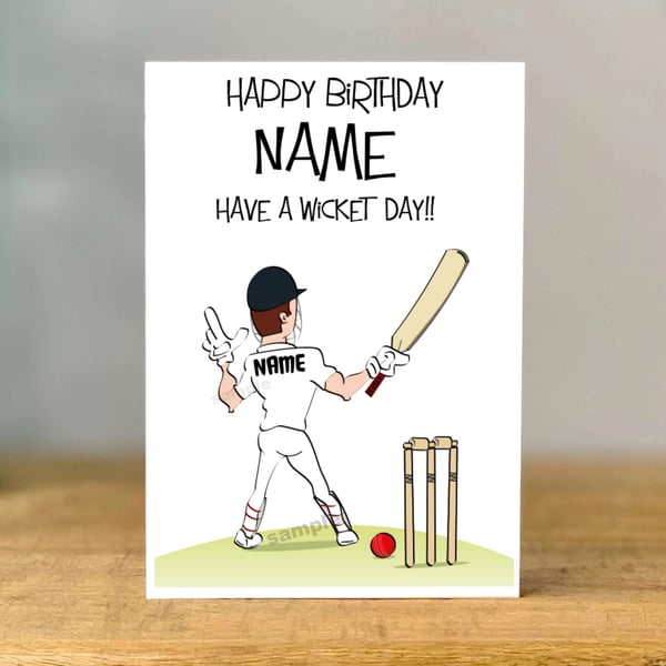 Personalised Cricket Birthday Card, dad, grandad, son, brother,
