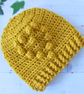 Baby Heart Crochet Beanie Hat in Mustard - Size 0-3 Months - Ready to Post