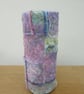 Fabric vase cover, hand stitched, pink, mauve, hydrangea colours - Image 1