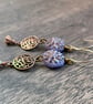 Czech Glass Flower Earrings. Purple Dahlia Flower Earrings. Bohemian Earrings - Image 3
