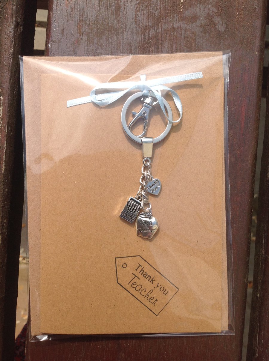 Greetings card with key ring attached, teacher gift.