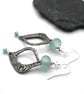 Aqua glass and pewter moon and star earrings - Image 3