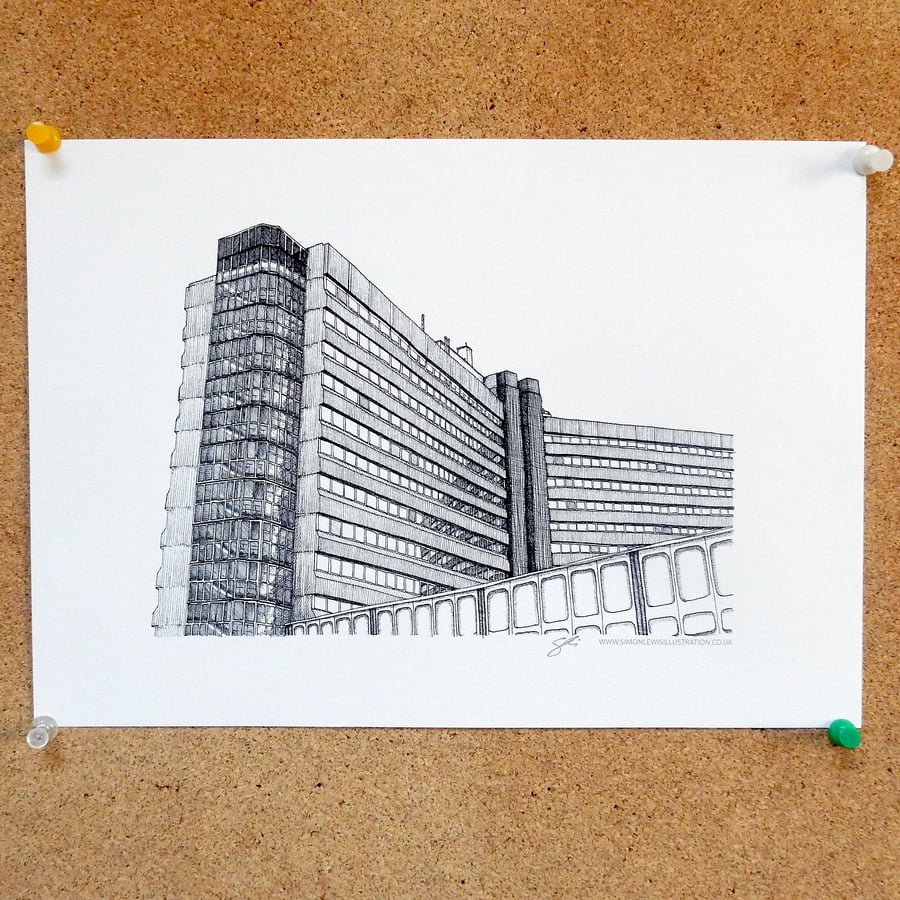 Merrion House Drawing - Leeds Poster